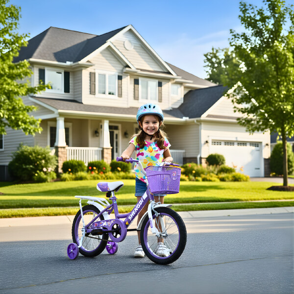 Bicicleta infantil Shengdi Rodado 14 Canasto Parrilla Hadas Violeta 1
