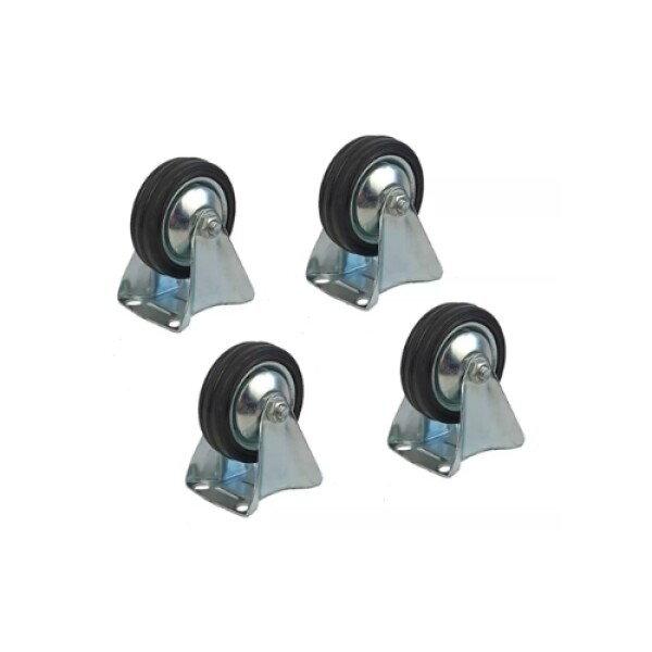 4 Ruedas De Goma Fijas 75mm Con Base Para Carro. 4 Ruedas De Goma Fijas 75mm Con Base Para Carro.