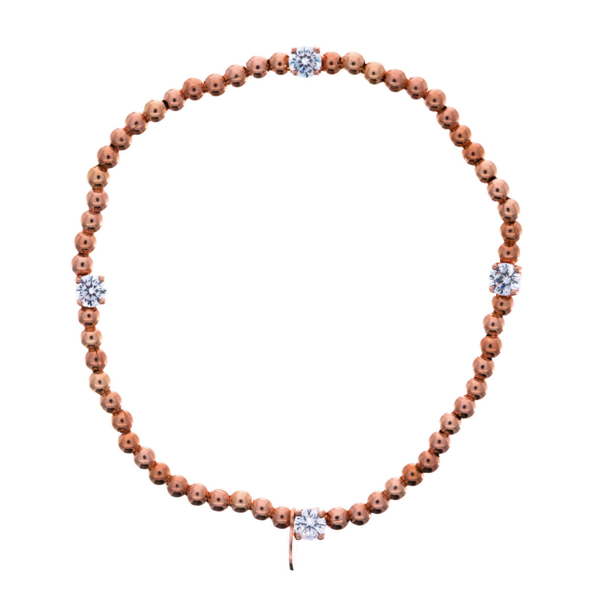 Pulsera de plata 925 con baño de oro rosado y circonias. 