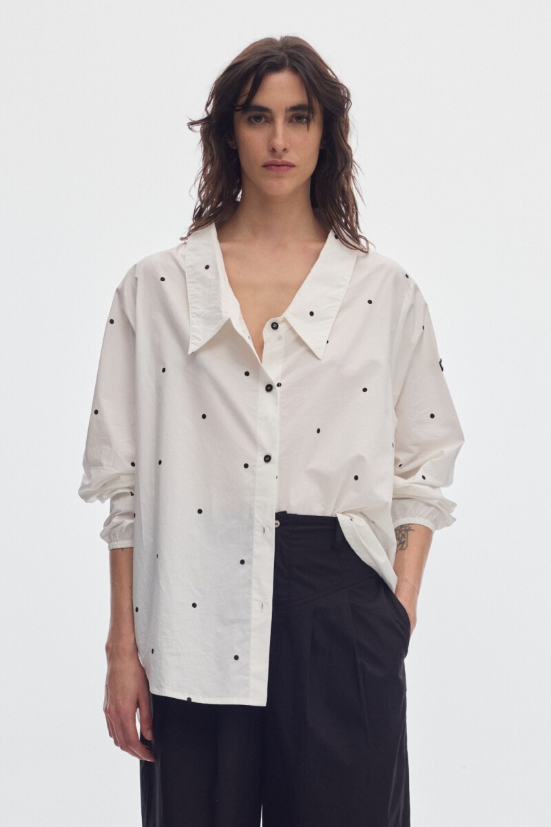 Camisa Cisne Print Dots Cream