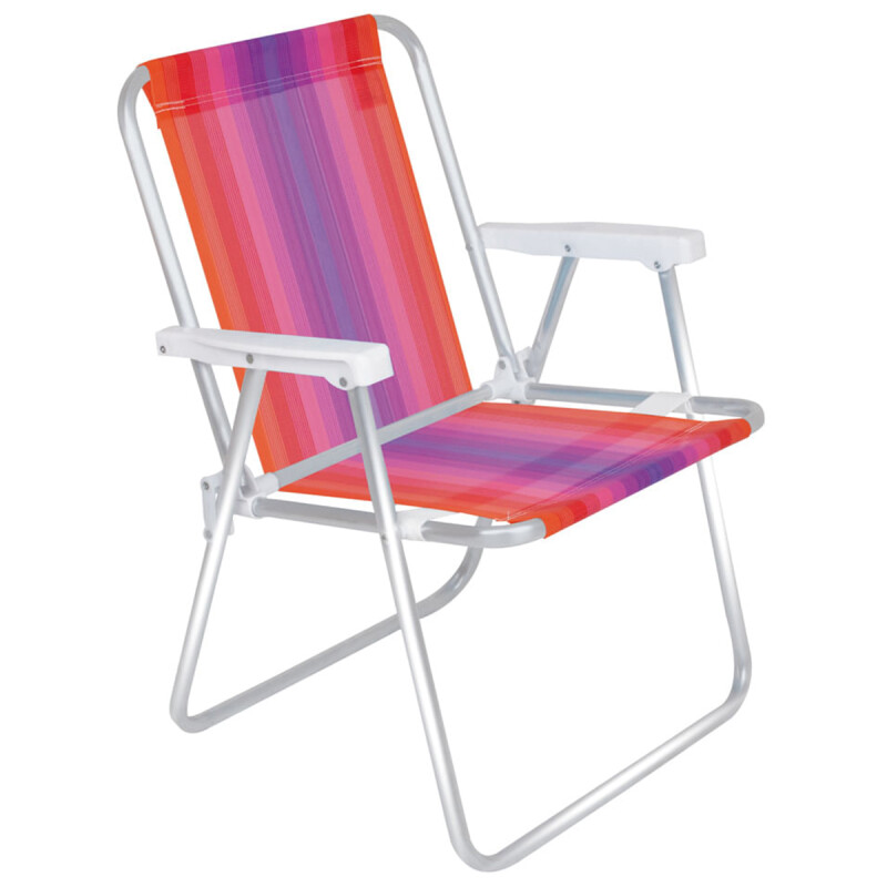 Silla Alta Aluminio Clásica A Rayas ROJO