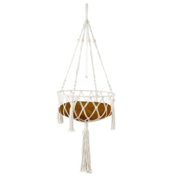 Cama Aerea Colgante Elevada Gato Tejida Almohadon Hamaca Variante Color Marron