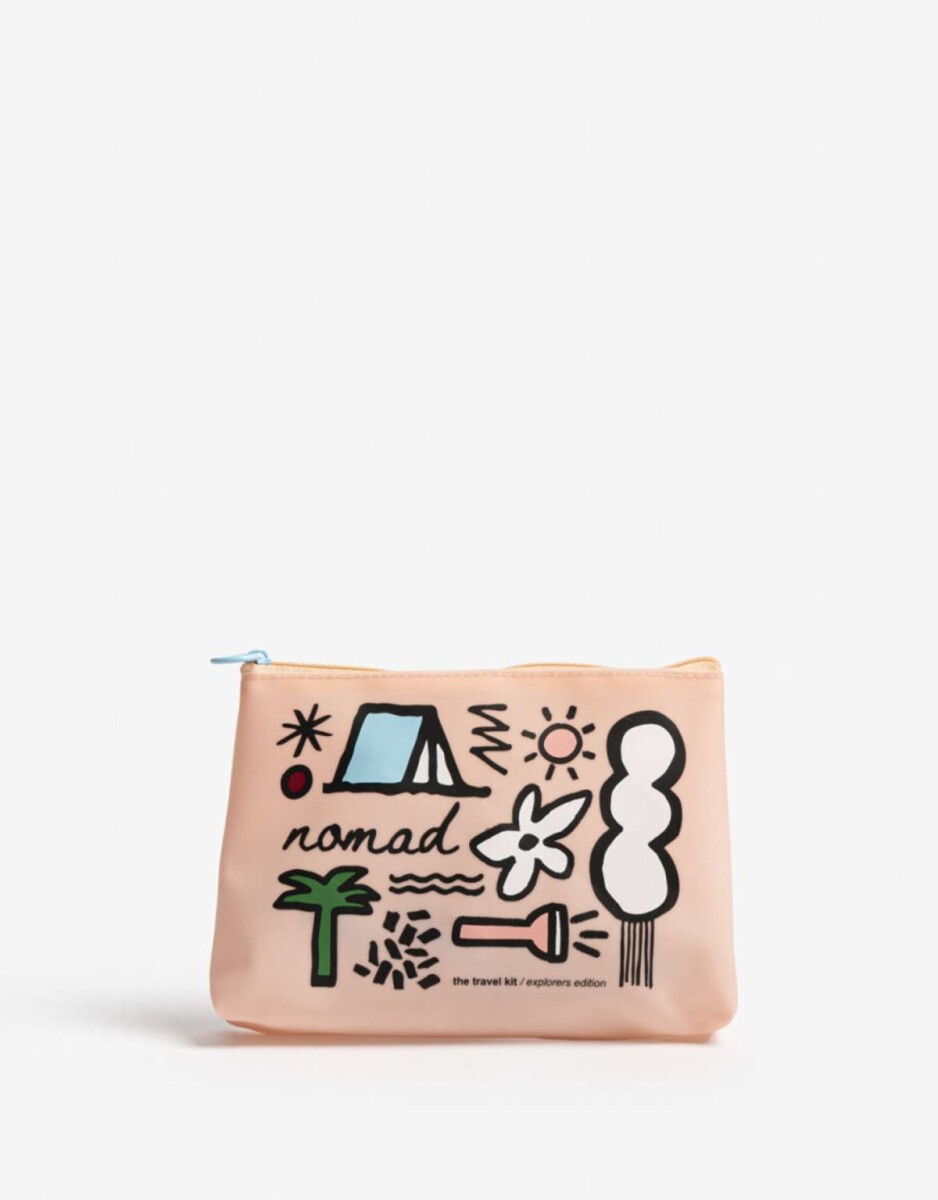 Set Pouch De Viaje. Contiene Pouch Con Cierre Y 4 Recipientes Plásticos Recargables - Combinacion Multicolor 