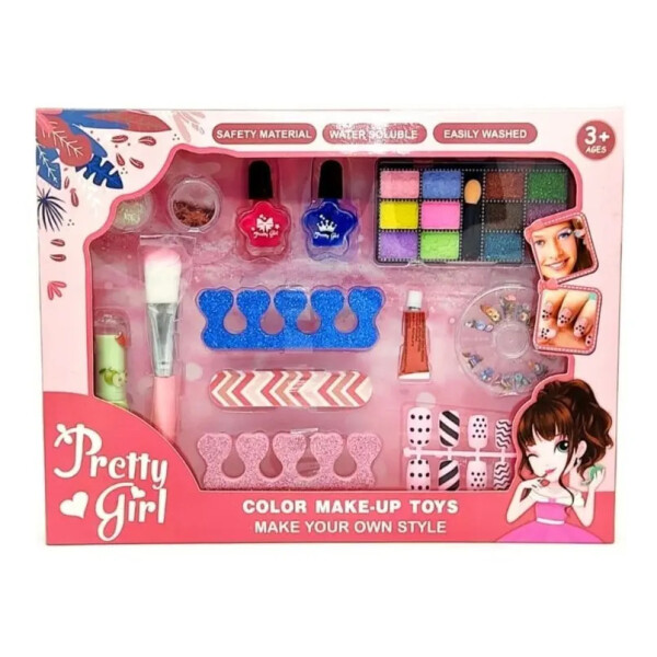 Kit de maquillaje infantil con sombras, esmaltes y accesorios Kit de maquillaje infantil con sombras, esmaltes y accesorios