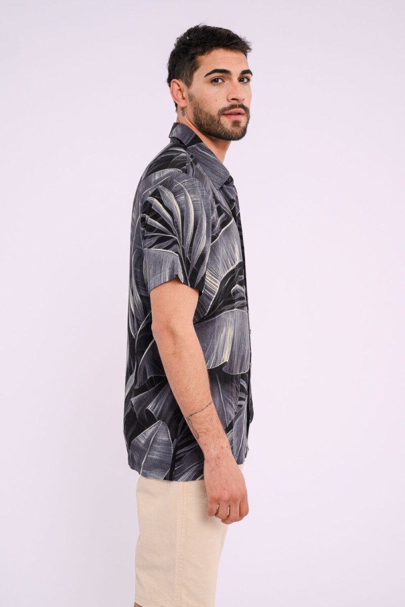 Camisa estampada Print hojas negro