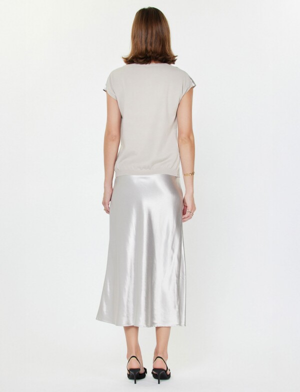 Falda Saten PLATEADO