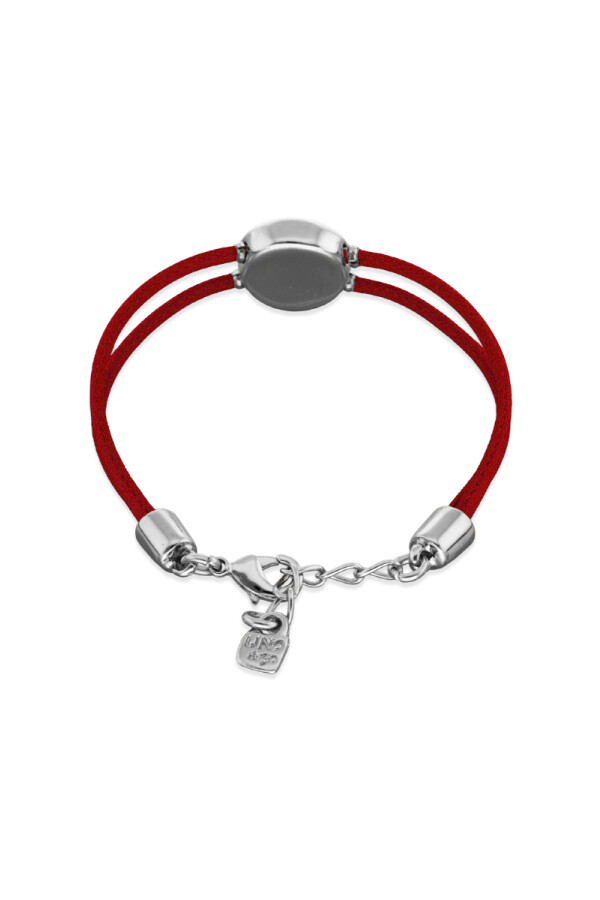 PULSERA DE CUERO ROJA CON DETALLE DE OJO EN ALEACIÓN DE METALES BAÑADO EN PLATA Y CRISTAL Pulsera