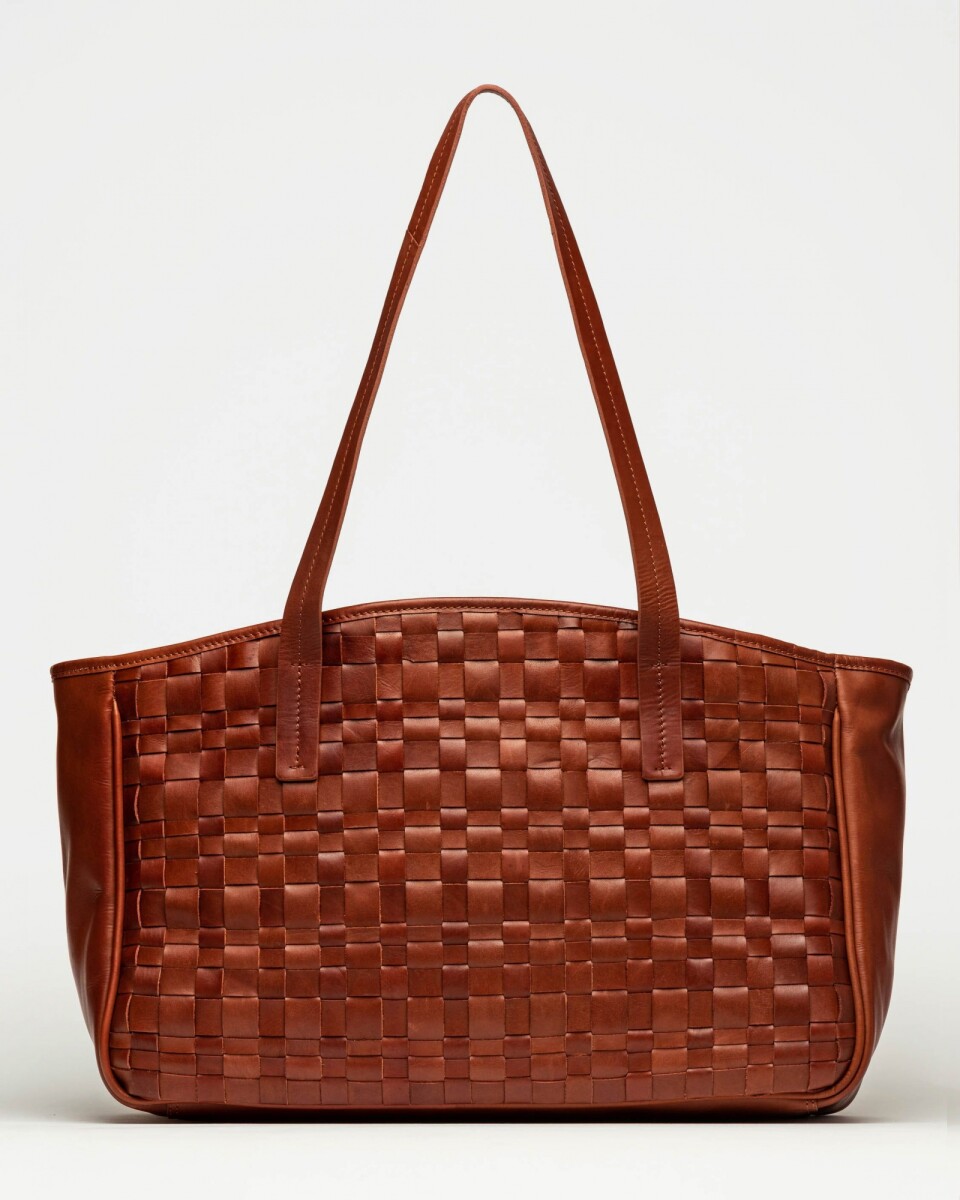 Bolso The Knit Bag en cuero graneado - Cuoio 