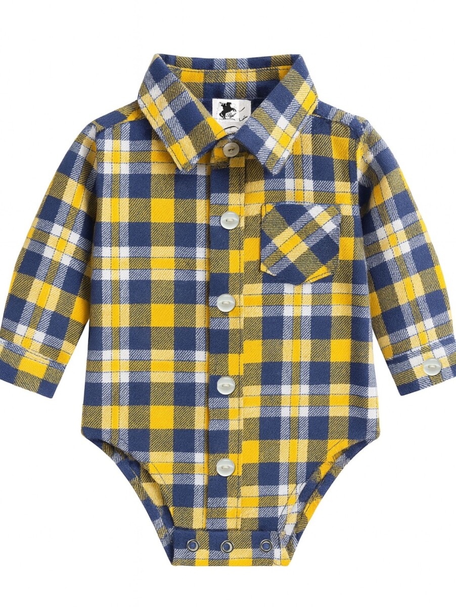 Camisa Body Viyela - MOSTAZA Y AZUL 