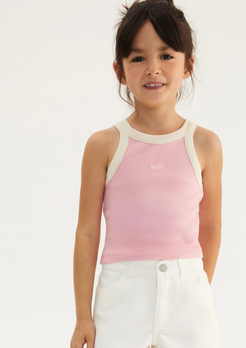 MUSCULOSA INFANTIL CON BORDADO - ROSADO 