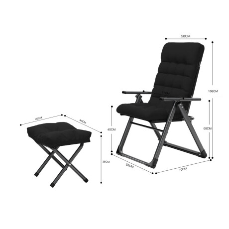 Silla Cama Reclinable Para Escritorio + Posa Pies Negro