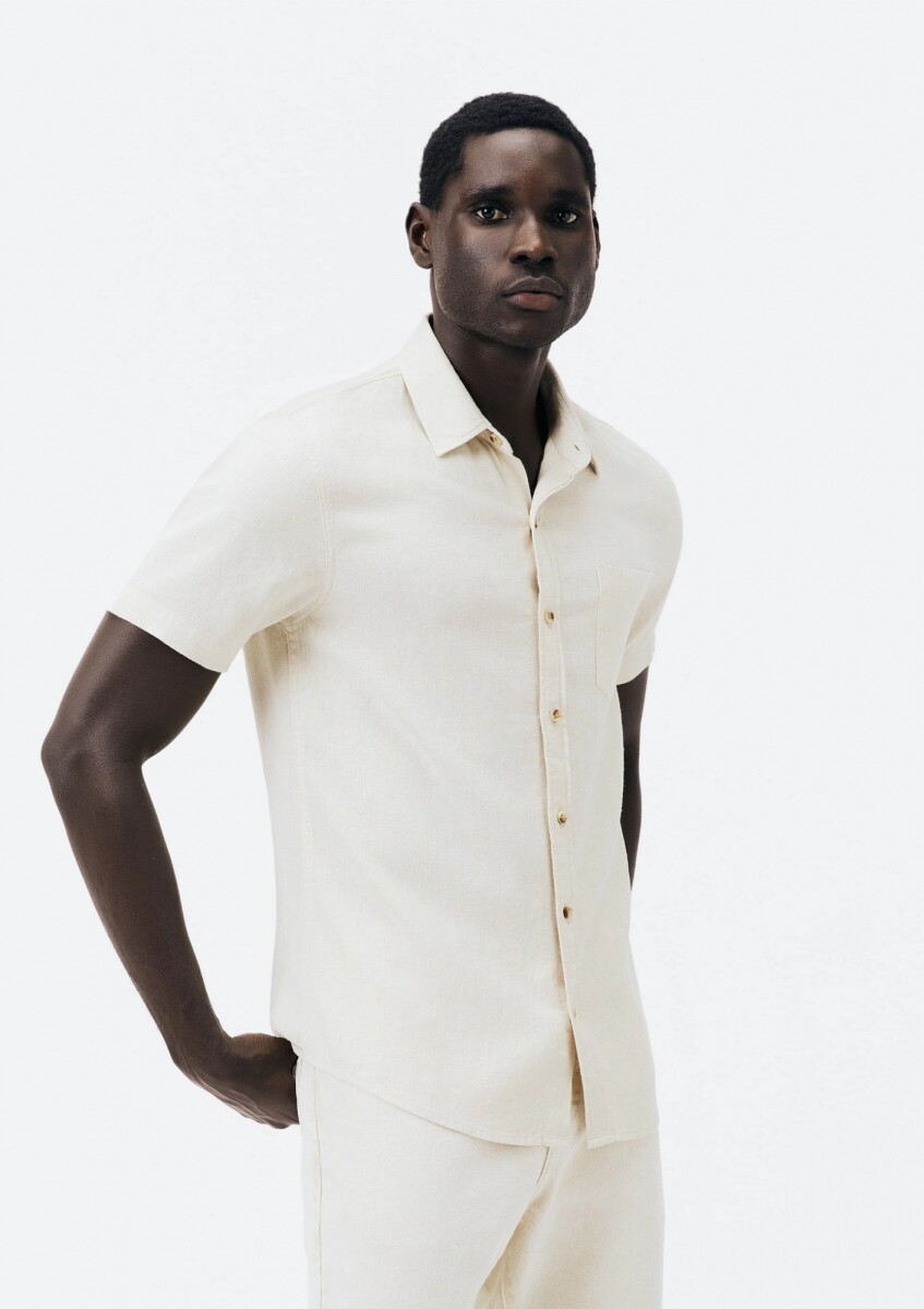 CAMISA MANGA CORTA SLIM - BEIGE 