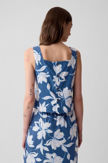 Musculosa De Lino Mujer Sp May Blue Wht Flrl