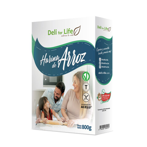 Harina De Arroz Sin Gluten Deli FOR Life 800g Harina De Arroz Deli Life 800g