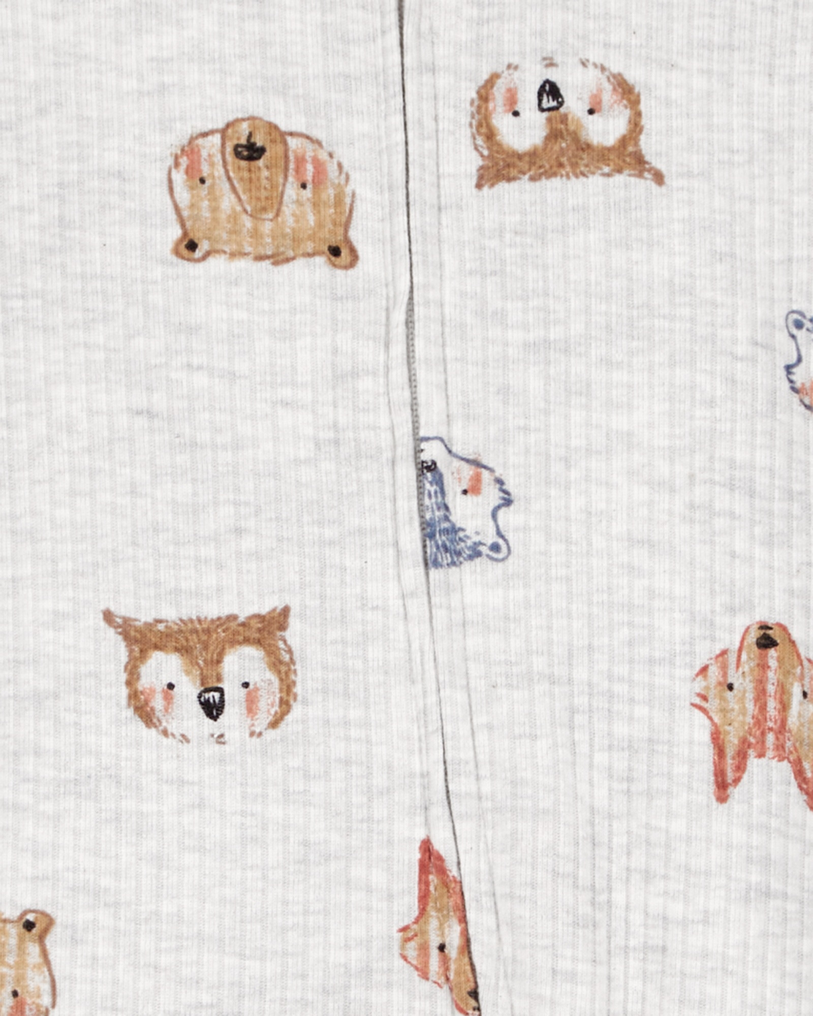 Pijama uno pieza de algodón acanalado, con pie, diseño animales Pijama uno pieza de algodón acanalado, con pie, diseño animales