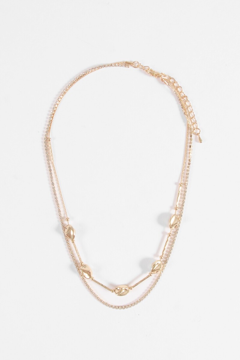 Collar largo doble con cuentas dorado