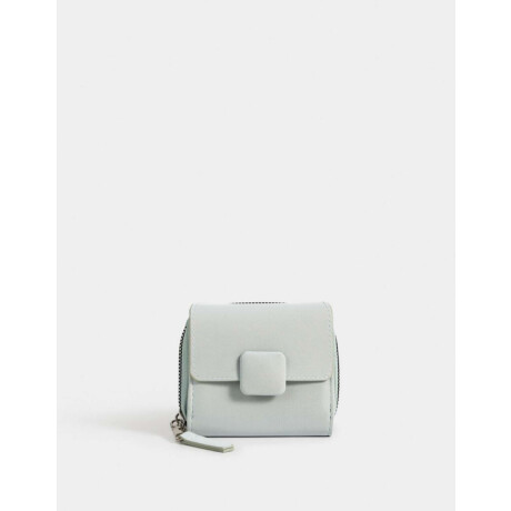 Billetera De Cuerina Con Broche Azul Celeste