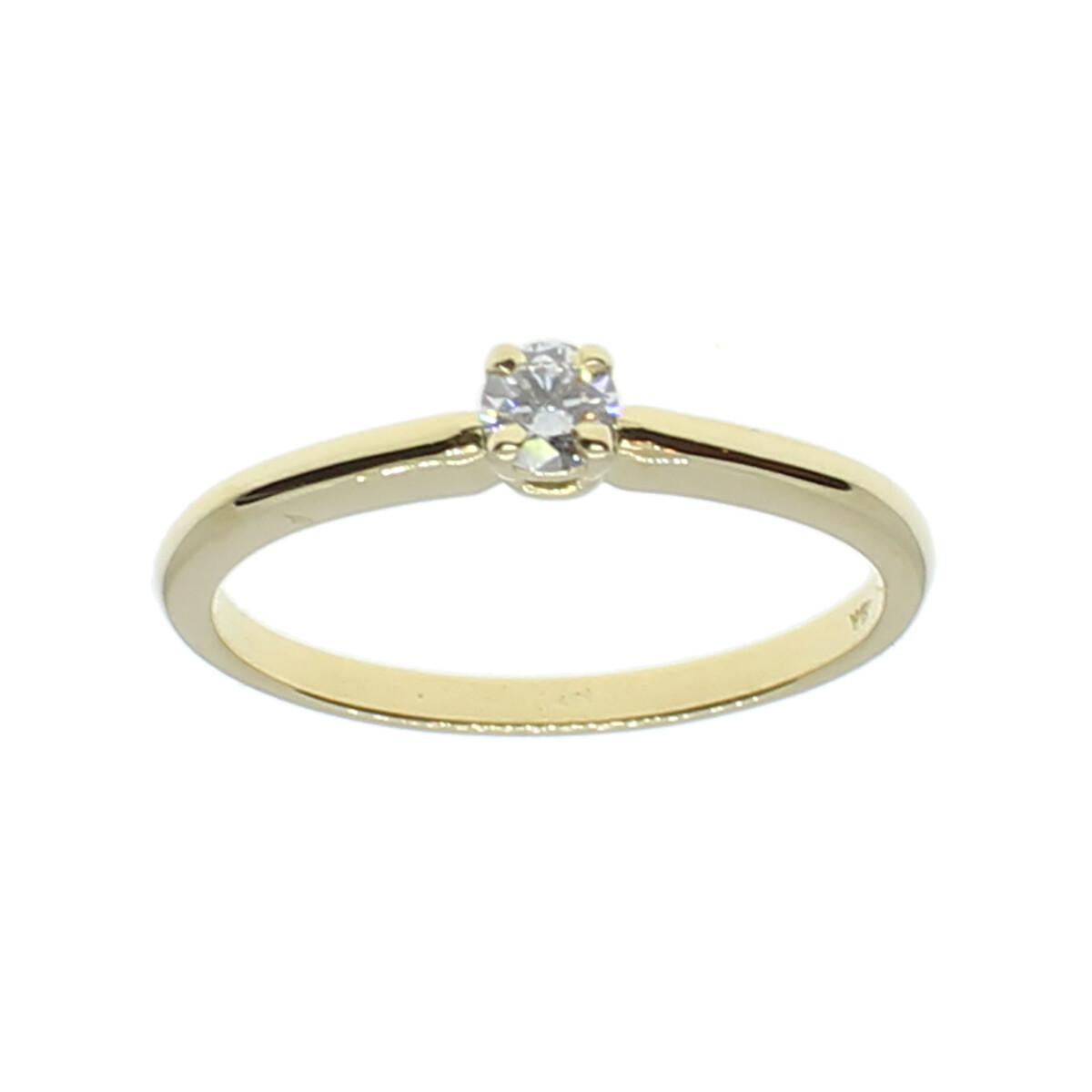 Anillo Solitario de oro amarillo 18k con brillante 