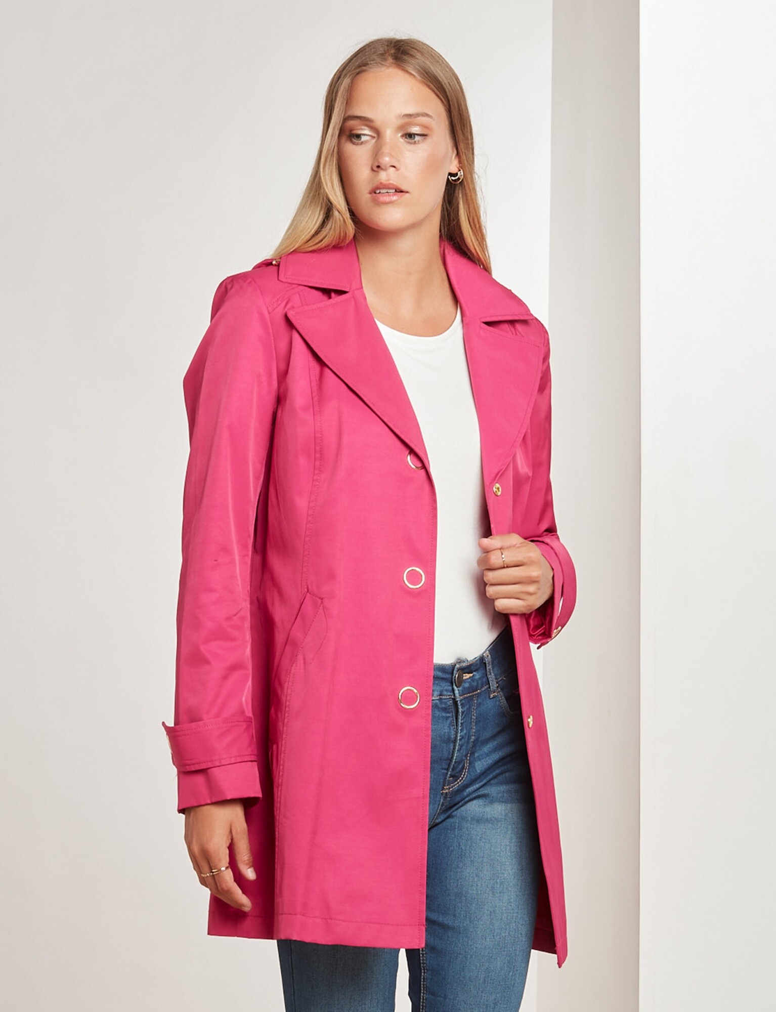 Gabardina Botones - Fucsia — LA OPERA
