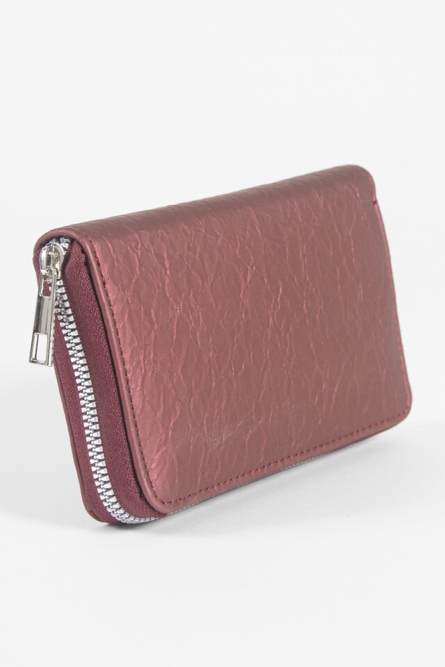 Billetera rectangular con cierre bordo