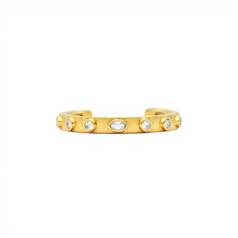 Brazalete Pune-Plata Rodinada con micra oro 18k-Piedra Topacio Azul-BR2001 conpiedra
