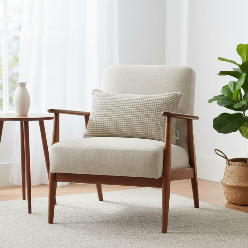 Funda de almohadón algodón 30x50cm Beige Waffle