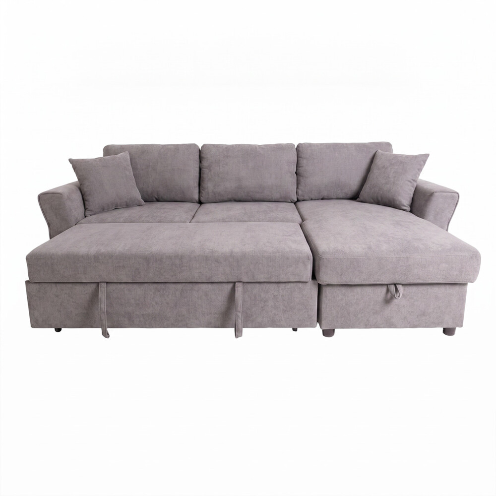 SOFÁ CAMA CHAISE/BAÚL TELA GRIS BRISTOL
