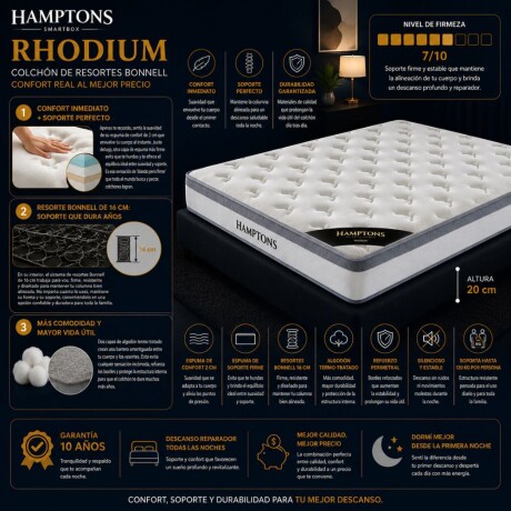 Colchon de resortes plaza y media THM Rhodium Colchon de resortes plaza y media THM Rhodium