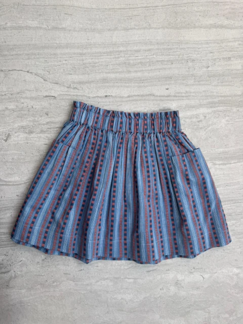 Falda Estampada Con Bolsillos Azul Nuevo