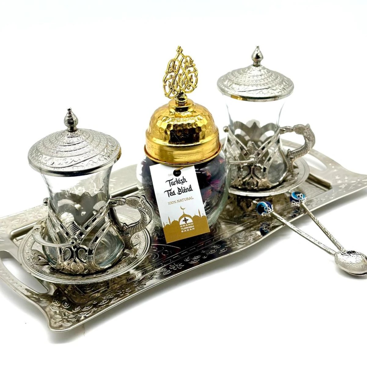 Set de té plateado para dos personas 