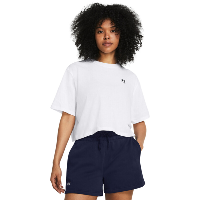UA W BOXY CROP LOGO SS-ORG WHT-100