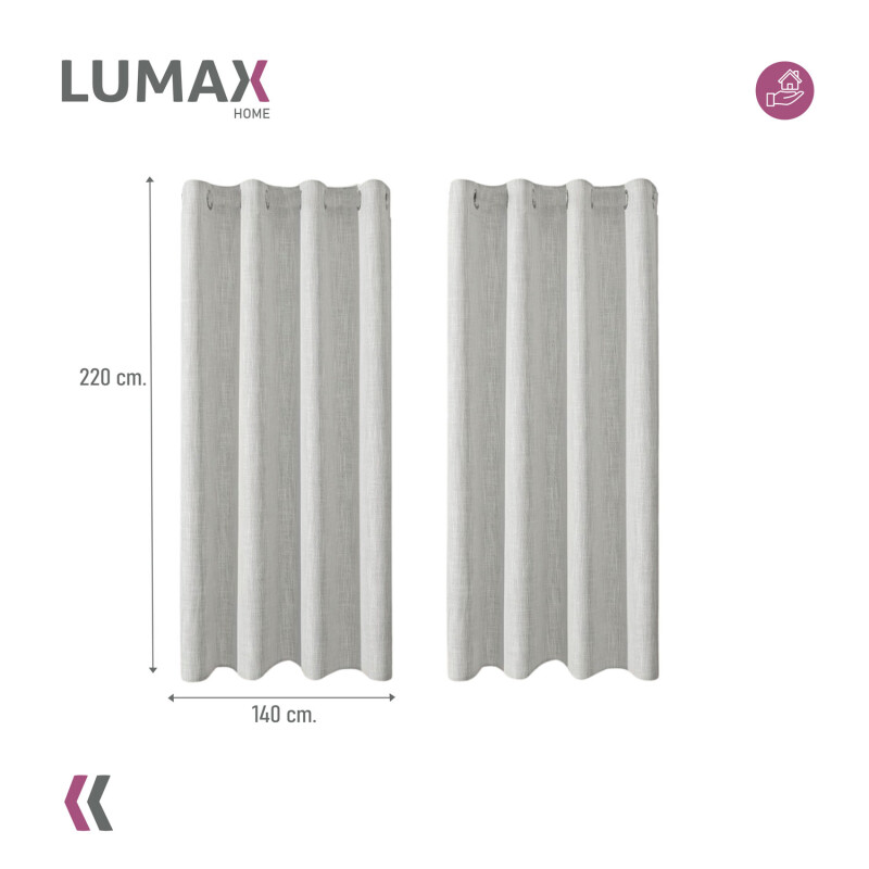 Cortina 100% Blackout 2 Paños Lumax Textura Lino 140x220cm Blanco