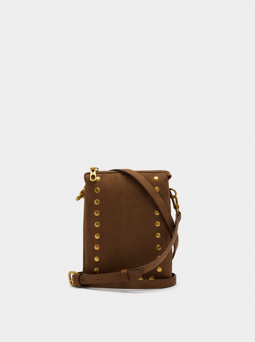 Bolso Bandolera Con Textura Y Tachuelas - taupe 
