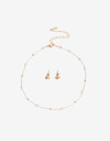 Bijouterie Set Sets temáticos Set De Aros Flor Y Collar Perlas - Dorado Oro Cepillado Mate