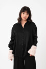 CAMISA DE TEJIDO ARRUGADO Negro