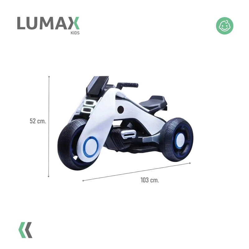 Moto futuro a batería infantil Lumax Grande con luces y musica Blanco