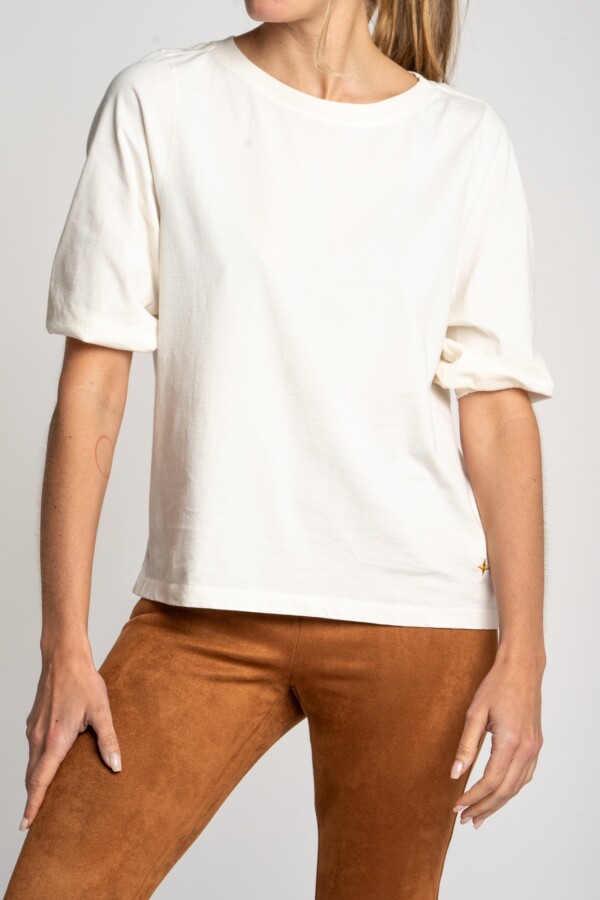 Remera Algodón Manga Globo Off White