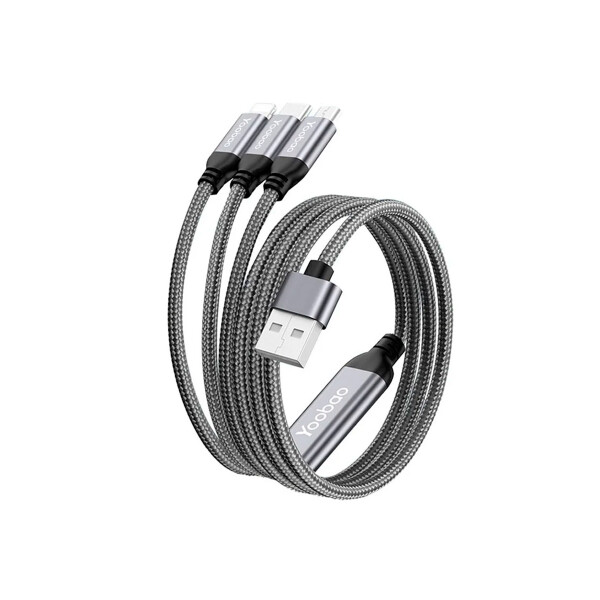 Cable de datos trenzado 3 en 1 color negro Cable De Datos Trenzado 3 En 1 Color Negro