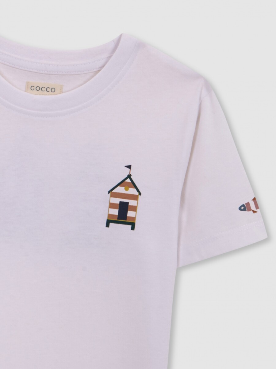 Camiseta Estampado Casitas Blanco