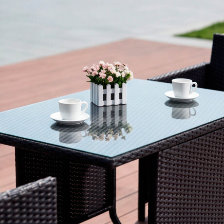 Set X3 Juego Jardín Ratán Sillón Mesa Balcón Patio Set X3 Juego Jardín Ratán Sillón Mesa Balcón Patio