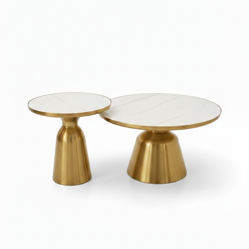 JGO DE MESA DORADO/MARMOL 2PZAS Unica