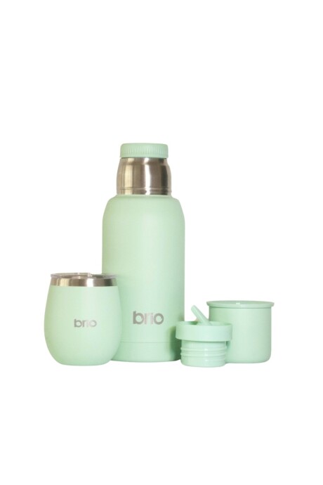Set De Termo 750 Ml Y Mate Con Tapa brio Acero Inox Menta