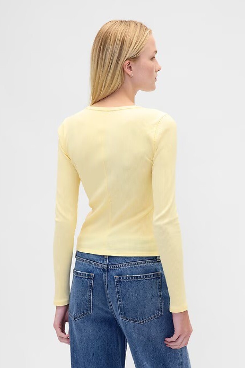 Remera Rib Manga Larga Mujer Pale Banana 12-0824Tcx