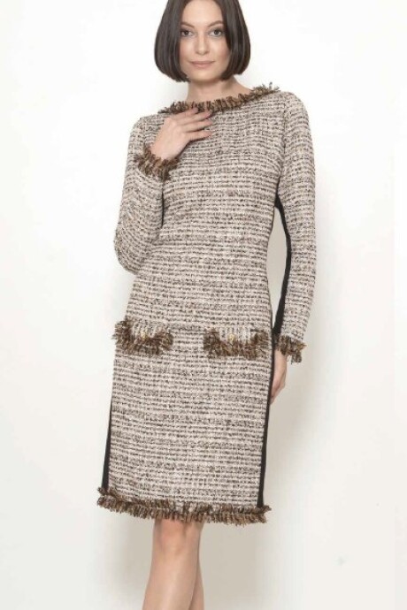 Vestido Tweed Marcelina Beige