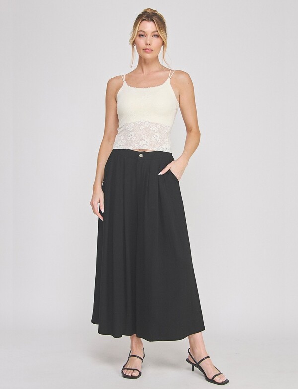 Pantalon Crop Lino NEGRO