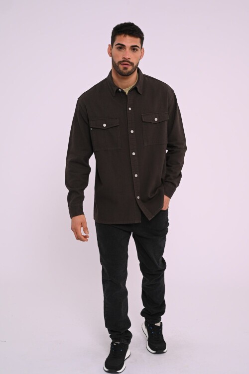 Sobrecamisa de gabardina Negro