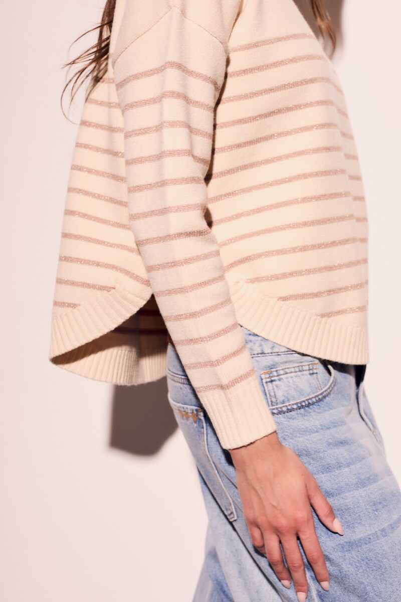 Sweater Rayado Rosa Viejo