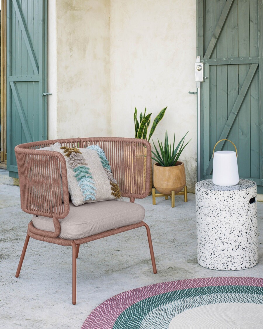 Reposapiés exterior Jenell terrazo blanco Ø 35 cm