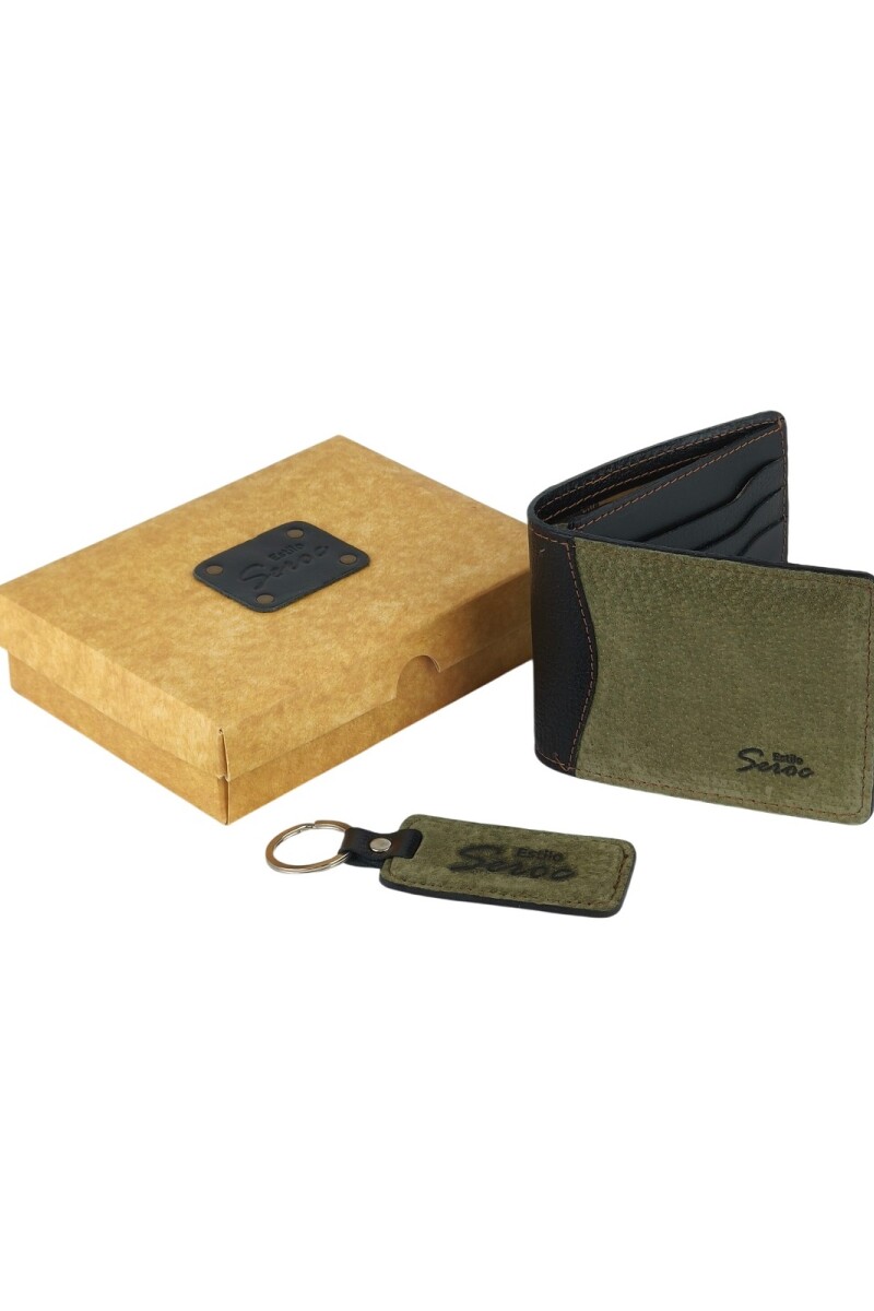 Set billetera y llavero Verde