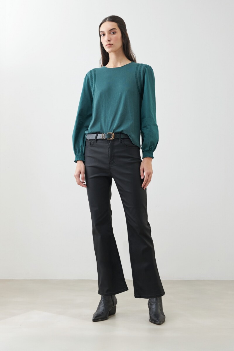 Remera con mangas poplin - verde ingles 